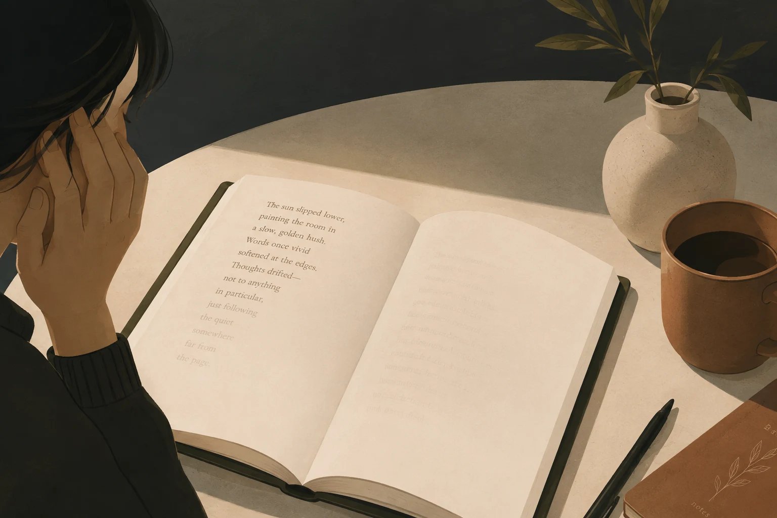 Text on a page fading out where attention has drifted