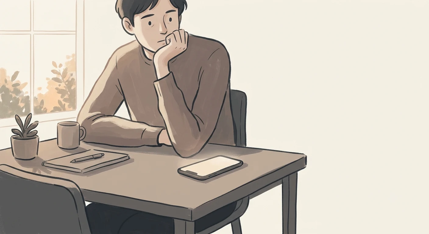 A phone screen glowing quietly beside someone at a desk, suggesting constant low-level availability